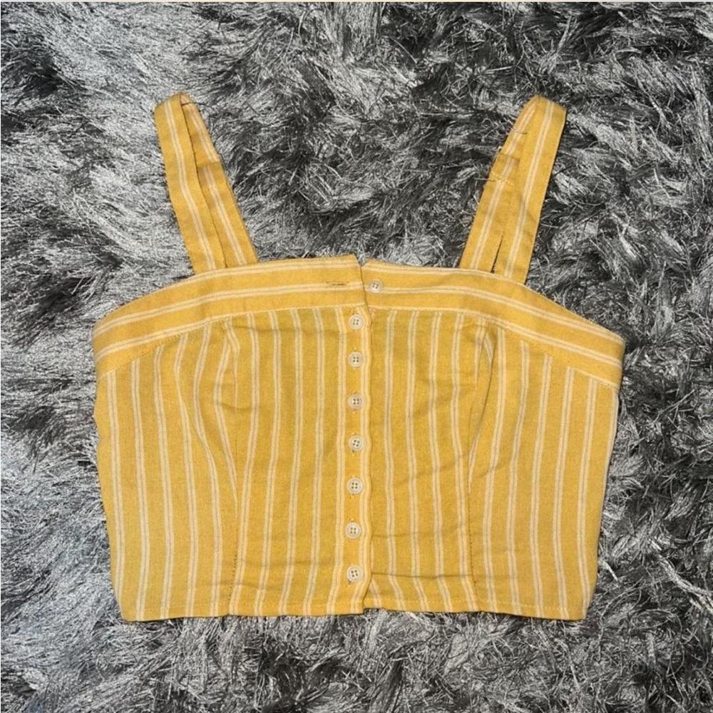 Yellow Striped Crop Top